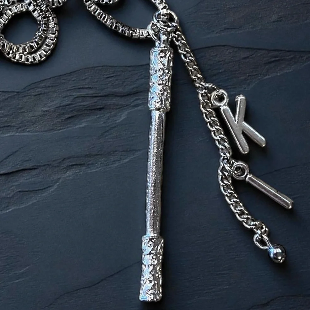Dungeons and Dragons Monk necklace Monk staff and the initials KI DND jewelry